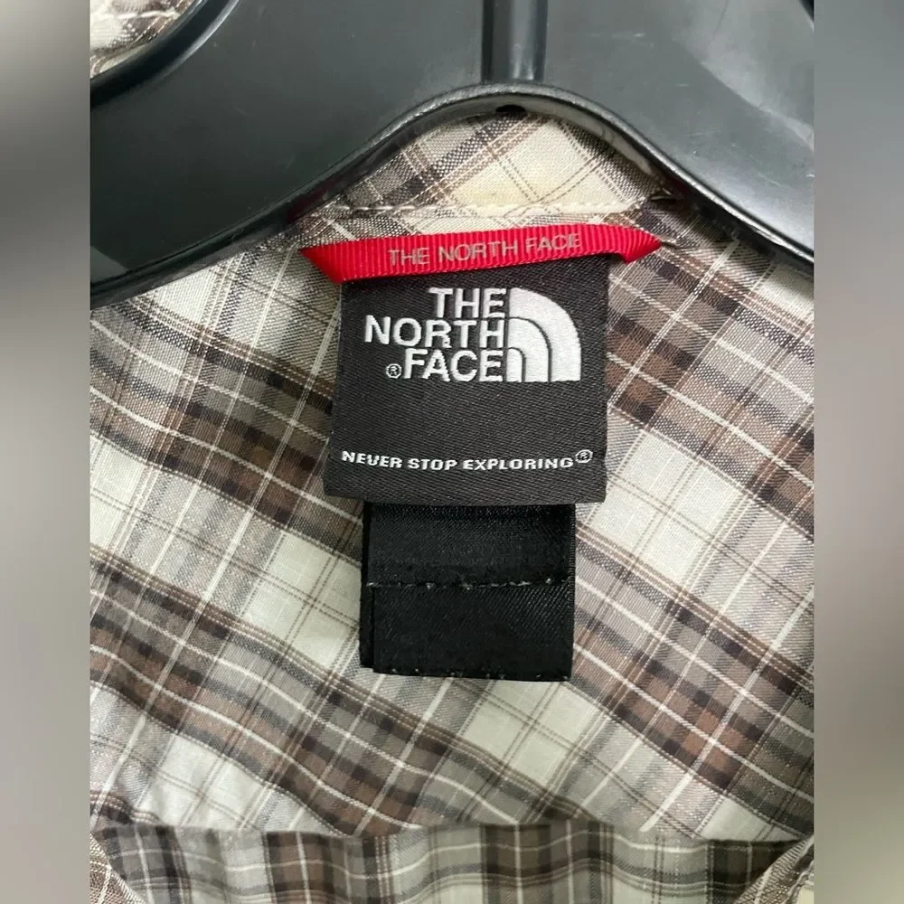 The North Face Men’s White & Brown Summer Short Sleeve Checkered Shirt Size XL